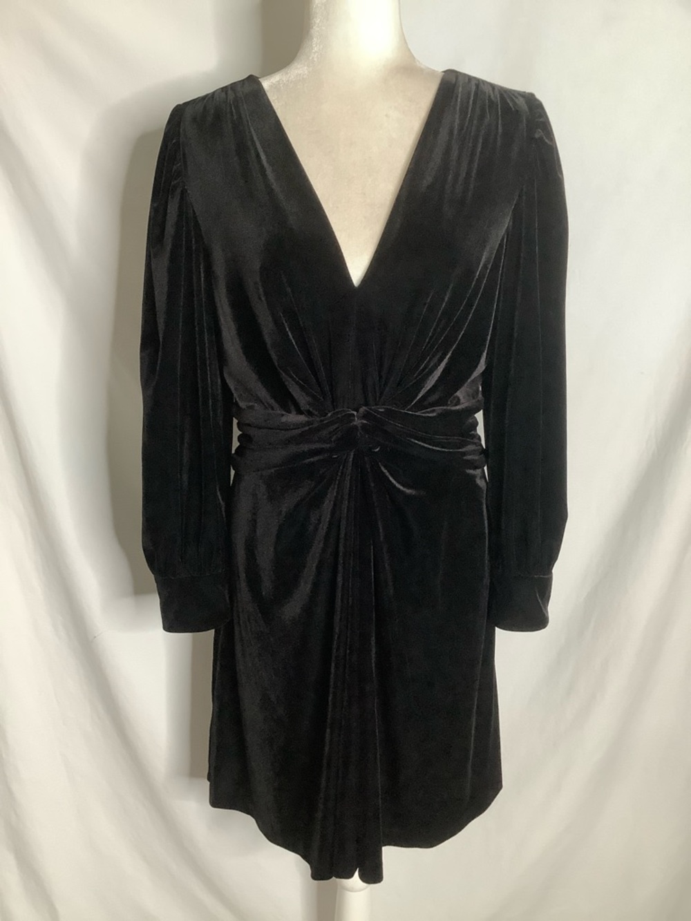 Vince Camuto Black Twist Front Velvet Dress Size 14 Witchy Whimsigoth Gothic